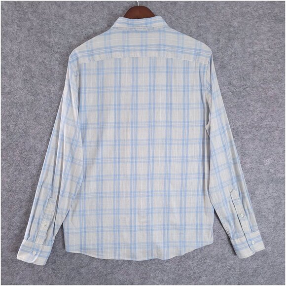 FAHERTY Large Blue Plaid Movement Cotton Stretch Blend Long Sleeve Shirt - Picture 7 of 9